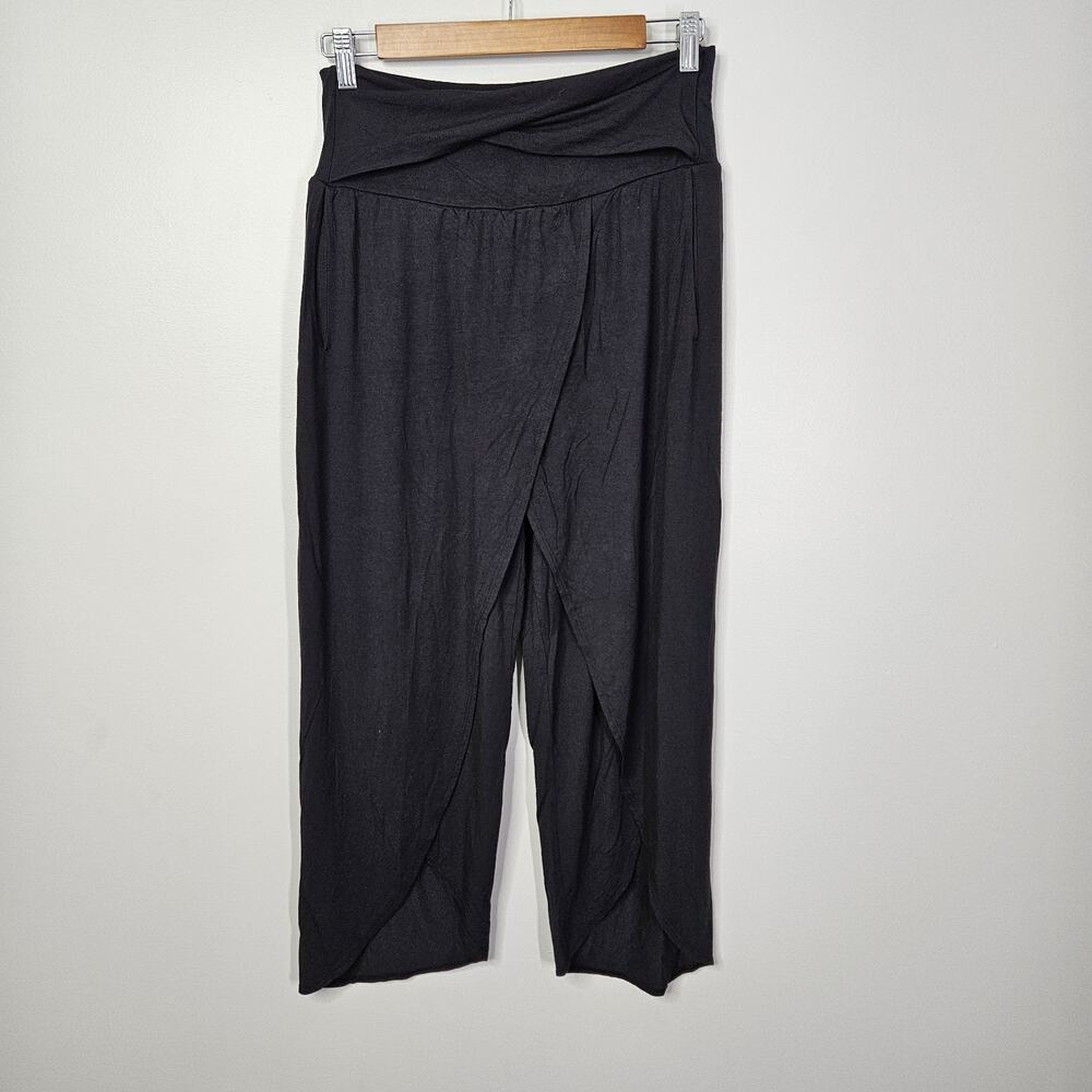 Athleta Release Pant Black Small Open Front Flowy Loose Yoga Pants Boho